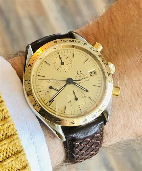 omega speedmaster gold and steel|omega speedmaster price list.